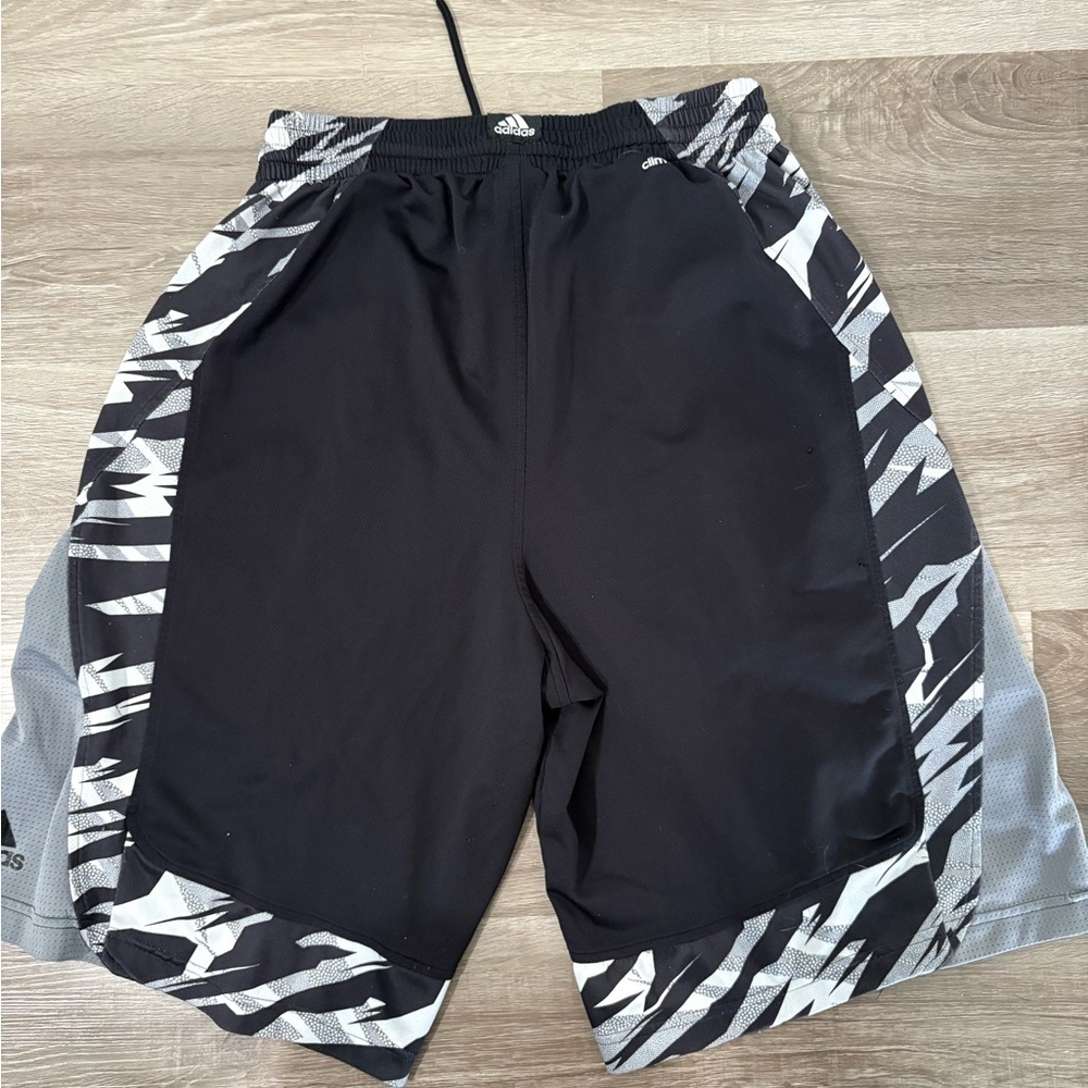 Adidas Men's Black and Gray Patterned Athletic Shorts - Picture 6 of 7
